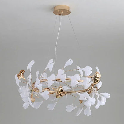 Luxury Ginkgo Led Chandeliers Living Dining Room Lighting Lustre Decor Pendant Lights Indoor Hotel Bar Hanging Lights Fixture