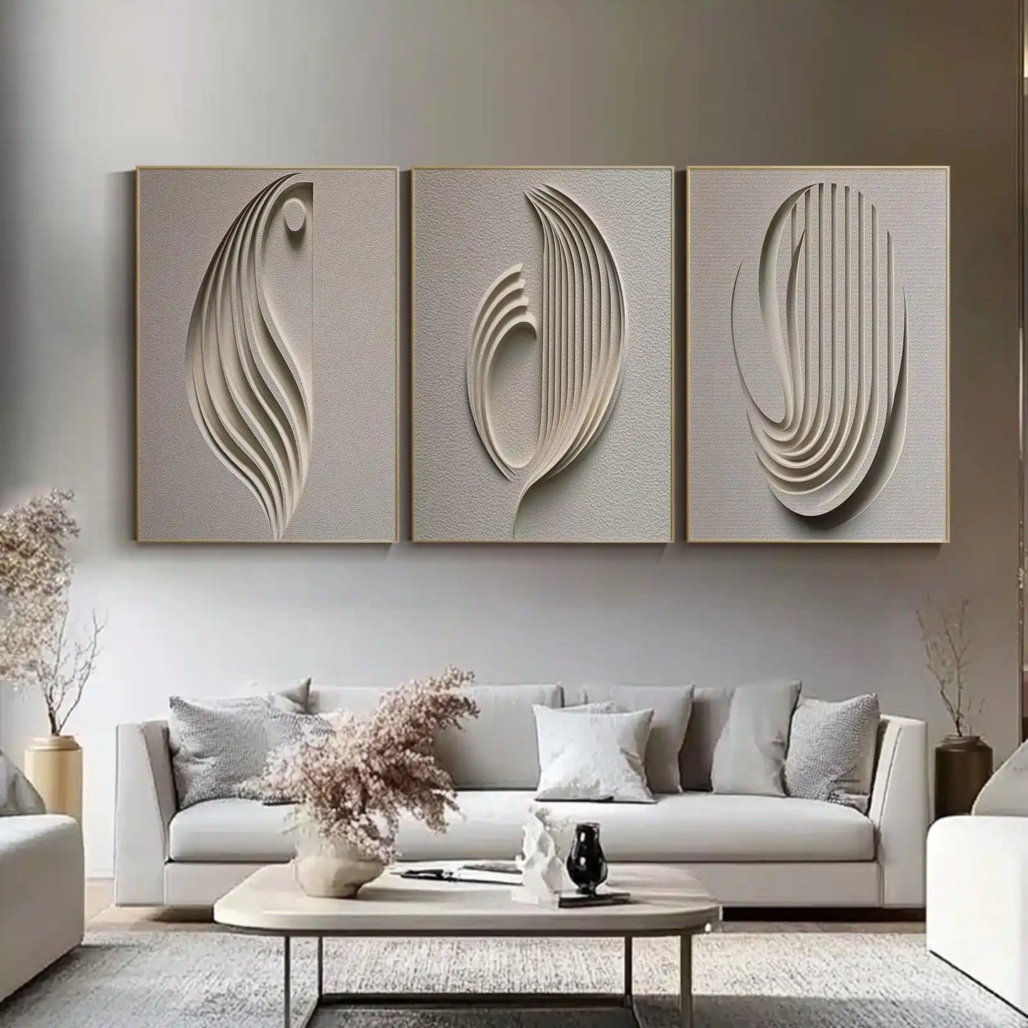 Relief Neutral Beige Geometric Art Posters Modern Minimalism Wabi-Sabi Japan Style Canvas Painting Living Room Decor