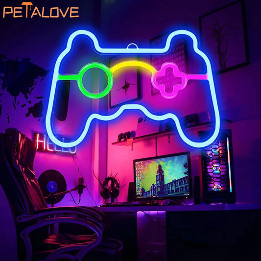 Gamepad Neon Sign for Gamer Room Wall Home Decoration Blue LED Night Light Playstation bar Game hall Lamp Cool Gifts