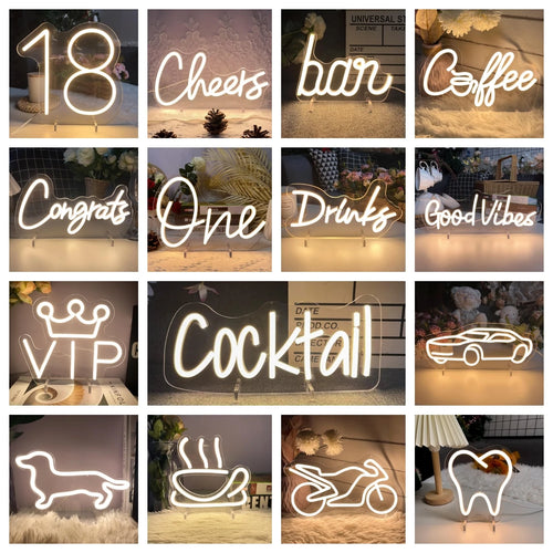 One Year Old Birthday Table Number Neon Sign Desk Lamp Night Light Wedding Letter LED Neon Sign Wedding Table Decorations