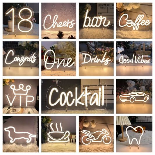 One Year Old Birthday Table Number Neon Sign Desk Lamp Night Light Wedding Letter LED Neon Sign Wedding Table Decorations