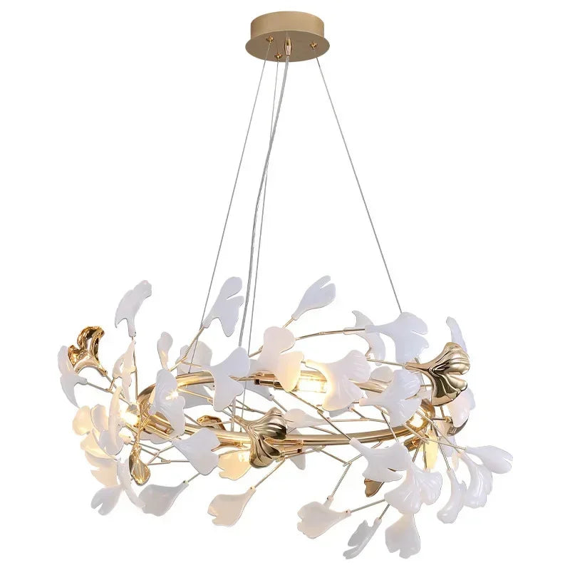 Luxury Ginkgo Led Chandeliers Living Dining Room Lighting Lustre Decor Pendant Lights Indoor Hotel Bar Hanging Lights Fixture