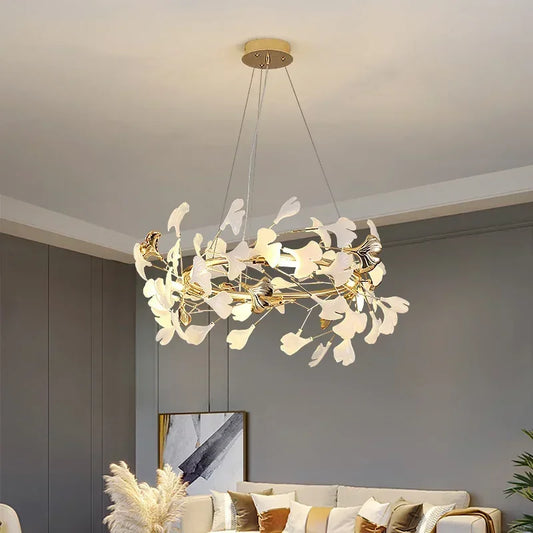 Luxury Ginkgo Led Chandeliers Living Dining Room Lighting Lustre Decor Pendant Lights Indoor Hotel Bar Hanging Lights Fixture