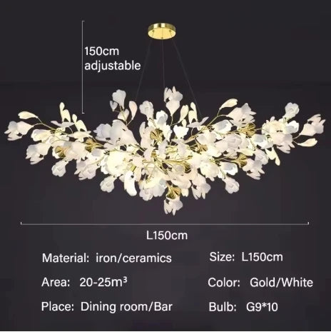 Luxury Ginkgo Led Chandeliers Living Dining Room Lighting Lustre Decor Pendant Lights Indoor Hotel Bar Hanging Lights Fixture