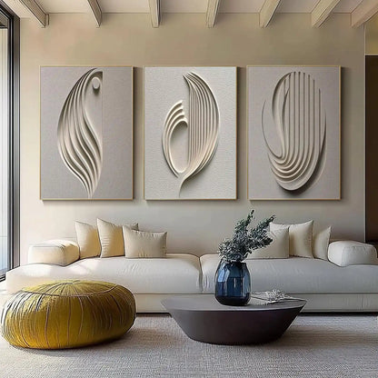 Relief Neutral Beige Geometric Art Posters Modern Minimalism Wabi-Sabi Japan Style Canvas Painting Living Room Decor
