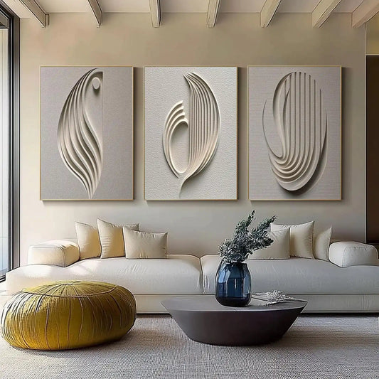 Relief Neutral Beige Geometric Art Posters Modern Minimalism Wabi-Sabi Japan Style Canvas Painting Living Room Decor