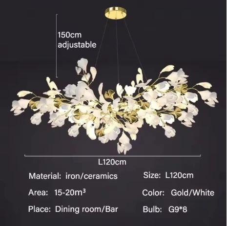 Luxury Ginkgo Led Chandeliers Living Dining Room Lighting Lustre Decor Pendant Lights Indoor Hotel Bar Hanging Lights Fixture
