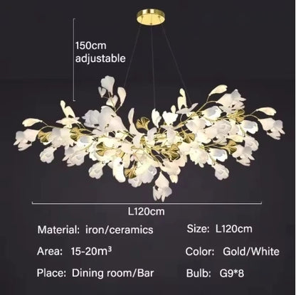 Luxury Ginkgo Led Chandeliers Living Dining Room Lighting Lustre Decor Pendant Lights Indoor Hotel Bar Hanging Lights Fixture