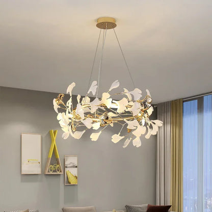 Luxury Ginkgo Led Chandeliers Living Dining Room Lighting Lustre Decor Pendant Lights Indoor Hotel Bar Hanging Lights Fixture