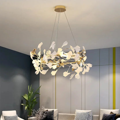 Luxury Ginkgo Led Chandeliers Living Dining Room Lighting Lustre Decor Pendant Lights Indoor Hotel Bar Hanging Lights Fixture