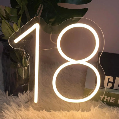 One Year Old Birthday Table Number Neon Sign Desk Lamp Night Light Wedding Letter LED Neon Sign Wedding Table Decorations