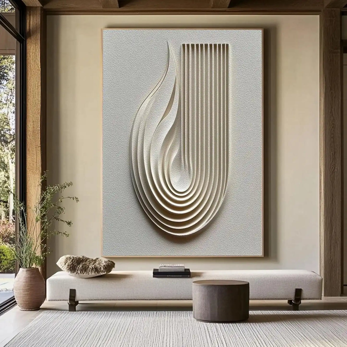 Relief Neutral Beige Geometric Art Posters Modern Minimalism Wabi-Sabi Japan Style Canvas Painting Living Room Decor