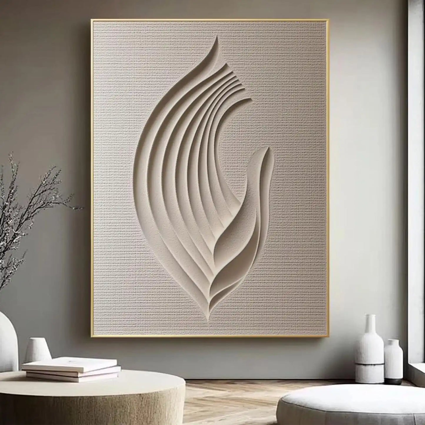 Relief Neutral Beige Geometric Art Posters Modern Minimalism Wabi-Sabi Japan Style Canvas Painting Living Room Decor