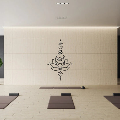Lotus Flower Wall Decal with Om Symbol ,Yoga Vinyl Sticker, Spiritual Boho Wall Art for Meditation Room or Bedroom Decor